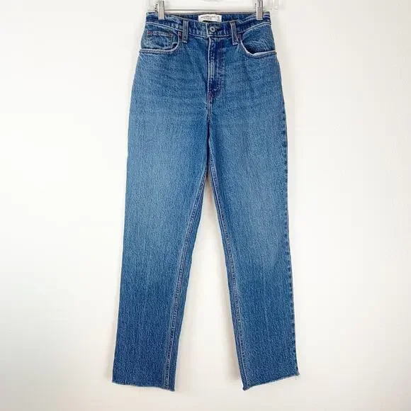 Abercrombie & Fitch Jeans 25/0s Short CURVE LOVE 90s Straight Ultra High Rise - Picture 1 of 10